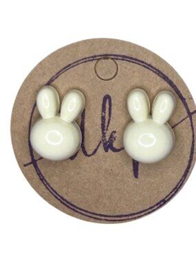 Resin Bunny Earrings Beige